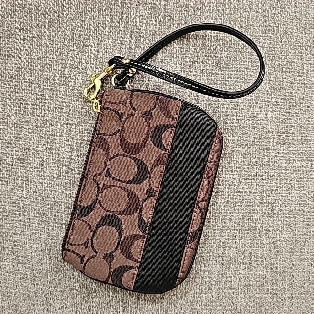 Coach Signature Brown & Black Wristlet